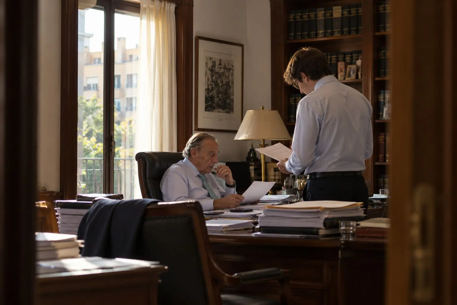 Fernando Bajo Herrera y Fernando Bajo de León trabajan en el despacho de la avenida Gran Capitán, en Córdoba